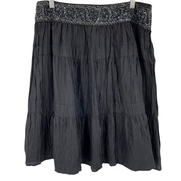 BCBGMaxAzria Silk Broomstick Skirt Womens M Boho Chic Festival Coquette - Picture 2 of 8